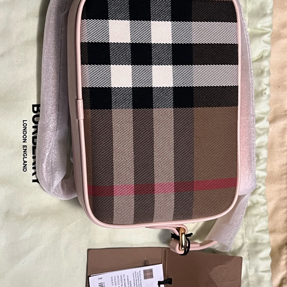 Burberry Brown and Pink Crossbody Bag with Iconic Check Design